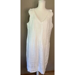 J.Jill White 100% Linen Embroidered Tank Sundress Size PL Petite Large